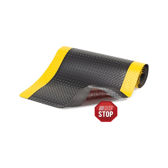 Notrax anti-fatigue mat 910 mm x metre black/yellow - Cushion Trax® anti-fatigue mat
