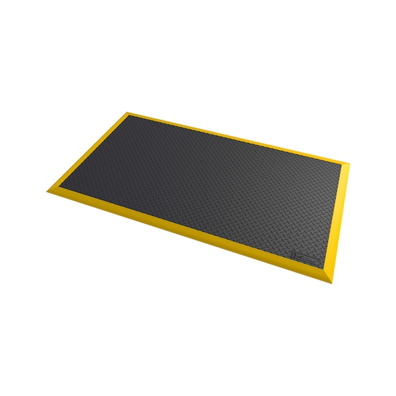 Notrax nitrile anti-fatigue mat, 1,020 x 1,630 mm, black/yellow - Diamond Flex™ nitrile anti-fatigue mat