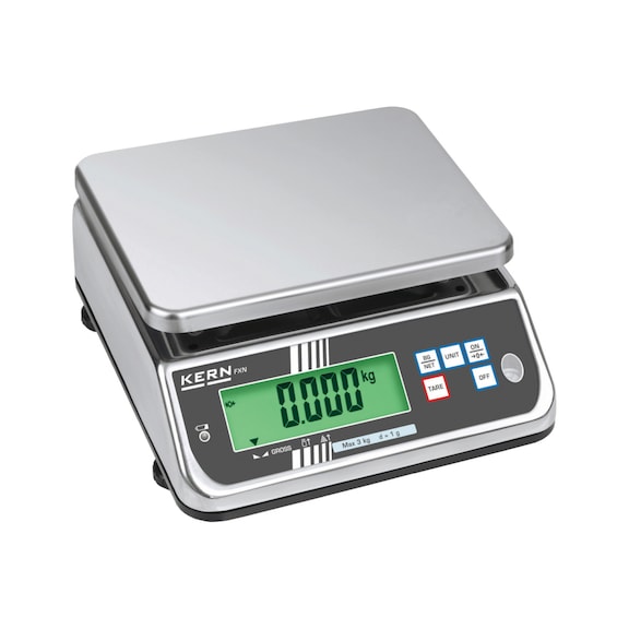 KERN FXN 10K-3M table scales, weigh. range 15 kg, grad. 0.005 kg, can calibrate - FXN-M table scales