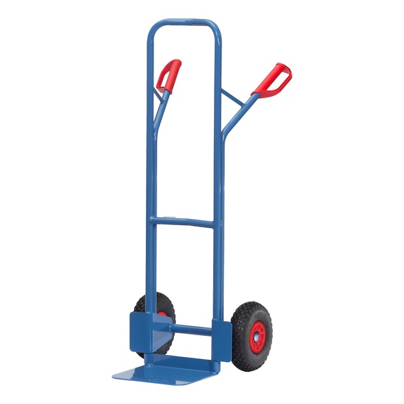 fetra steel sack truck with curved bar, shovel 320 x 250 mm, PU tyres - Steel sack truck with curved bar, PU tyres 