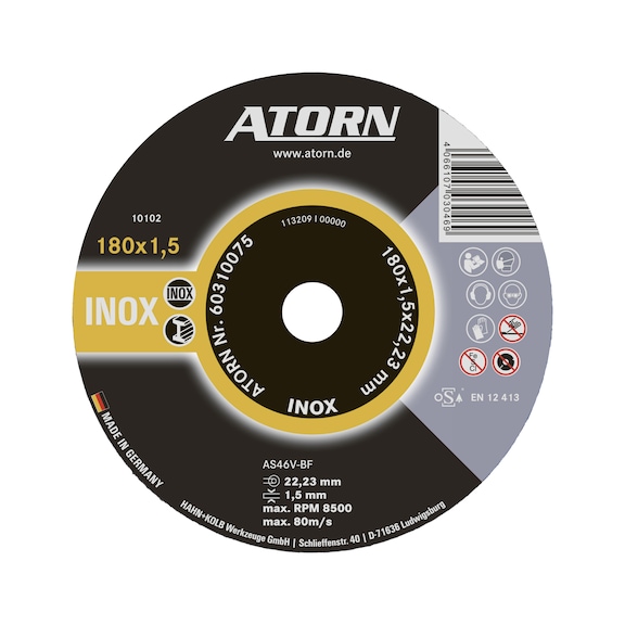 ATORN cutting disc for stainless steel 180 x 1.5 x 22 mm INOX disc - INOX cutting disc 