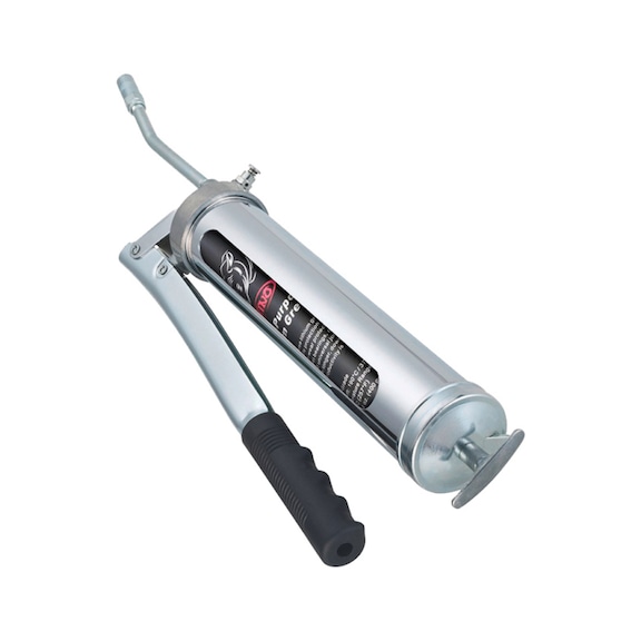 Hand-lever grease gun with sight glass