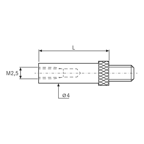 Rallonge TESA 40 mm pour embouts de mesure M2,5 - Pièce de rallonge