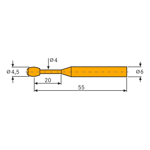 Inserto de medición TESA, forma de barril 4,5&nbsp;mm (para M6-M48) - Sonda de medición, forma de barril