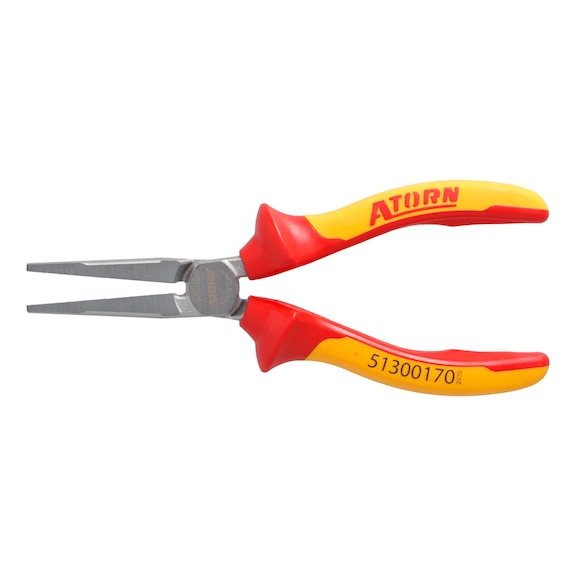 VDE Langbeck flat nose pliers with 2-component grip covers