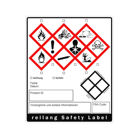 REILANG safety label, for Super Resistent pressurised spray bottles, set of 3 - Safety label for Super Resistent pressurised spray bottles