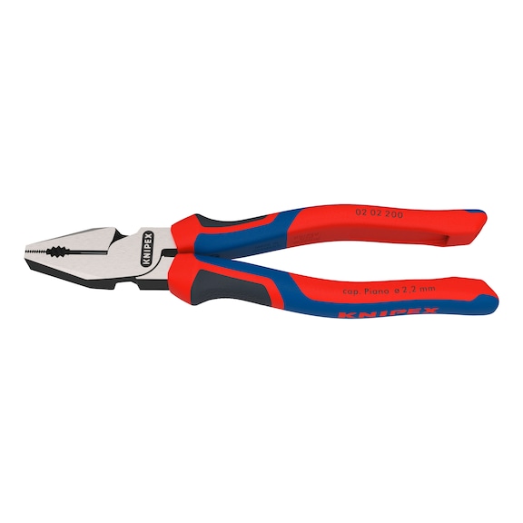 KNIPEX heavy-duty combi pliers 200&nbsp;mm polished head with two-component handle - Heavy-duty combination pliers with 2-component grip covers