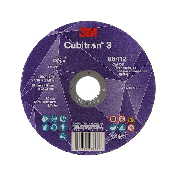 3M Cubitron II cutting discs 125x1.0x22.2 mm, hard, extra thin, for sst - Cubitron 3 cutting discs
