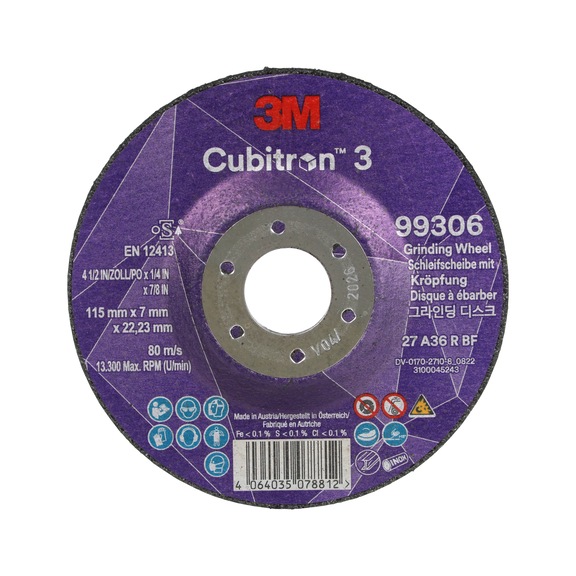 Disque à dégrossir 3M Cubitron 3 115x7x22 mm, 20 pièces par paquet - Disque à dégrossir Cubitron 3