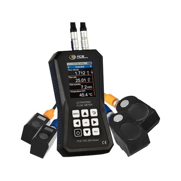PCE Ultraschall-Durchflussmessgerät PCE-TDS 200 SM mit Sensoren  - Ultraschall-Durchflussmessgerät