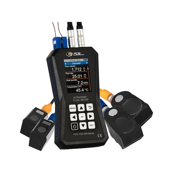 PCE ultrasonic flow meter PCE-TDS 200+ SM with sensors + heat sensor - Ultrasonic flow meter