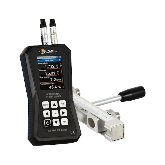 PCE ultrasonic flow meter PCE-TDS 200 SR with sensors  - Ultrasonic flow meter