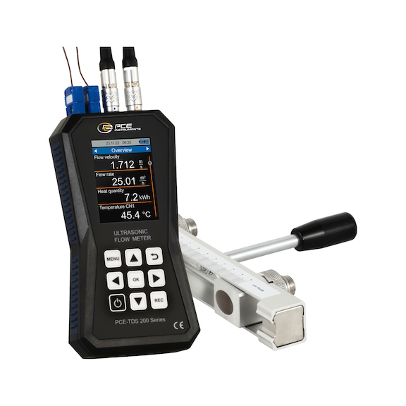 PCE Ultraschall-Durchflussmessgerät PCE-TDS 200+ SR mit Sensoren + Wärmefühler - Ultraschall-Durchflussmessgerät