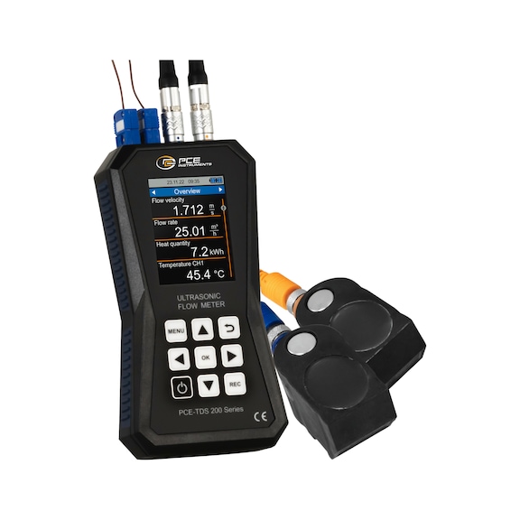 PCE ultrasonic flow meter PCE-TDS 200+ M with sensors + heat sensor - Ultrasonic flow meter