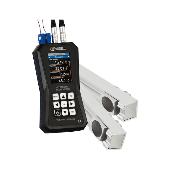PCE ultrasonic flow meter PCE-TDS 200+ MR with sensors + heat sensor - Ultrasonic flow meter