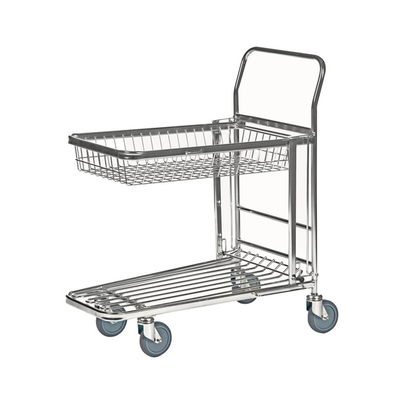 Carrito compra KONGAMEK apilable con cesta plegable<br/>2 ruedas con freno - Carrito de plataforma apilable, con cesta plegable