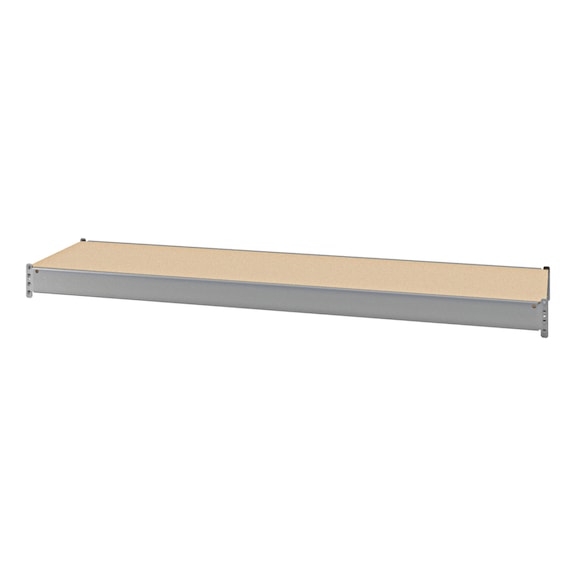 Additional shelf for large-compartment racks with chipboard panels