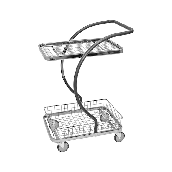 Design serving trolley, one wire grid load area, one basket, C-line