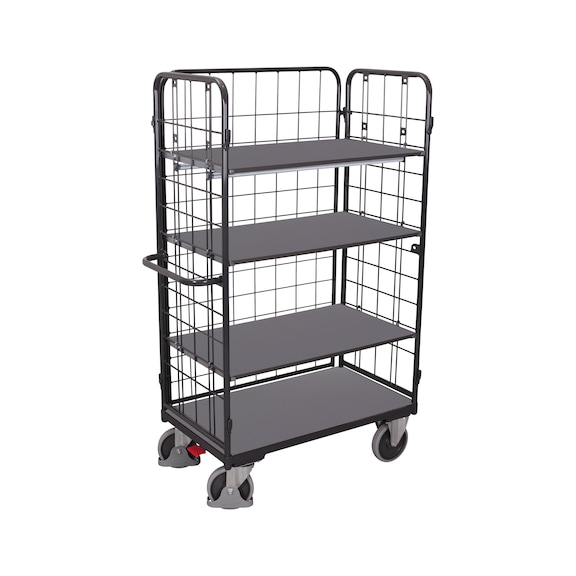 3-sided high shelf trolley with 3 shelves