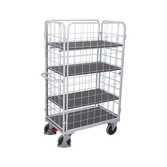 VARIOFIT Chariot à étagères haut sw-500.311/LG, RAL 7035, LxlxH 950x450x945 mm - Chariot à étagères haut à 4 parois, 3 étagères