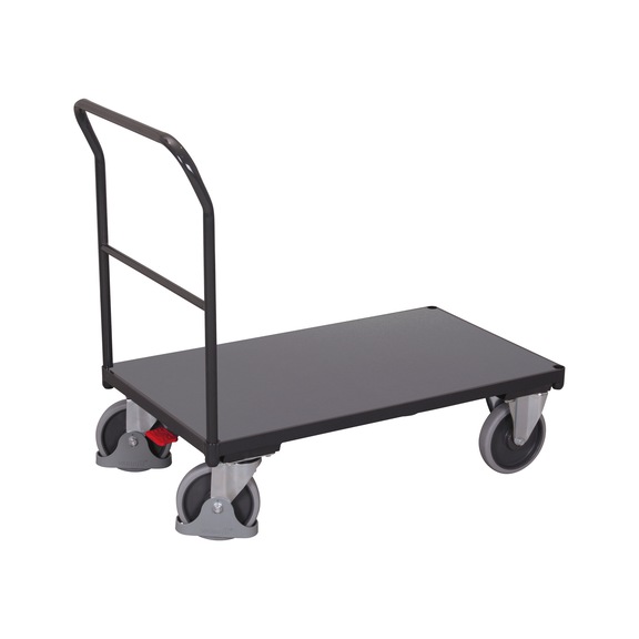 VARIOFIT sw-500.100/AG push handle trolley, RAL 7016 LxWxH 950 x 450 x 945 mm - Platform trolley with push handle, load capacity 400 kg