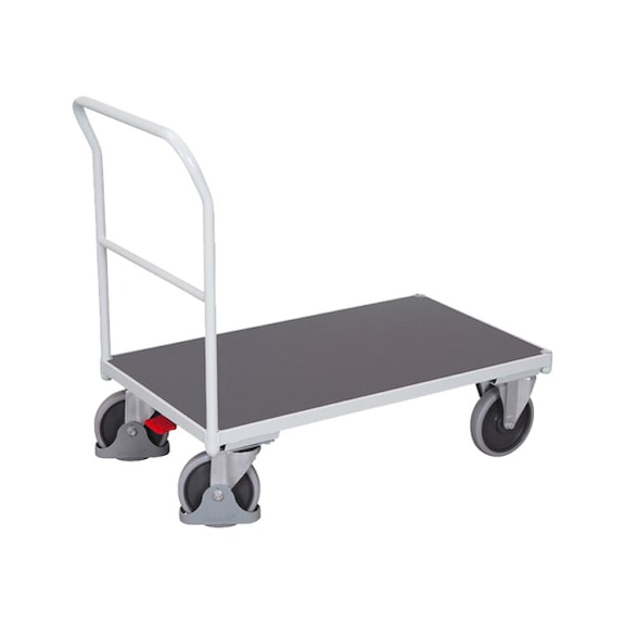 VARIOFIT sw-700.100/LG push handle trolley, RAL 7035 LxWxH 950 x 450 x 945 mm - Platform trolley with push handle, load capacity 400 kg