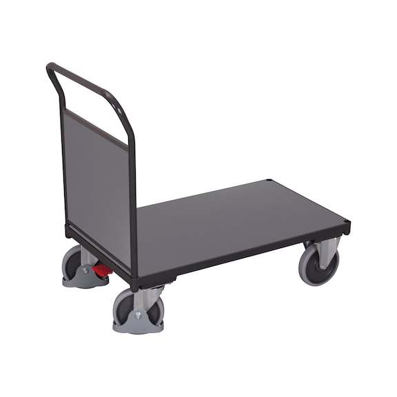 Platform trolley with front wall made of engineered wood
