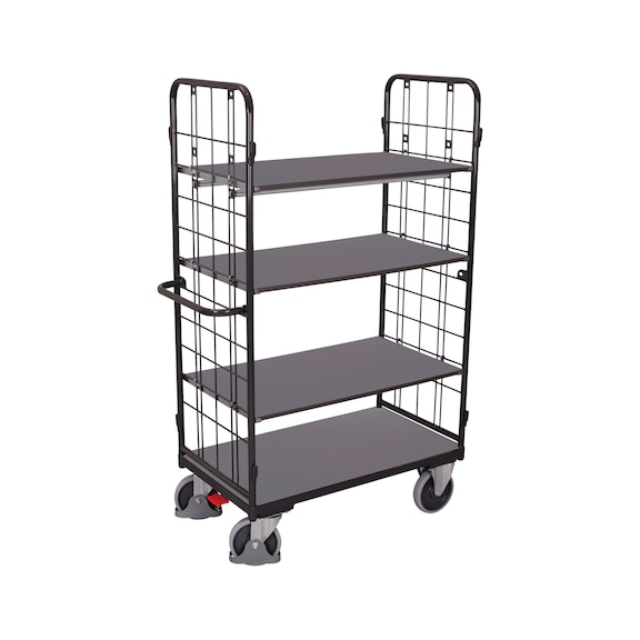 2-sided high shelf trolley with 3 shelves
