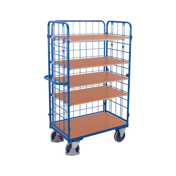 VARIOFIT Chariot à étagères haut sw-600.305, LxlxH 950 x 450 x 945 mm - Chariot à étagères haut à 3 parois, 4 étagères