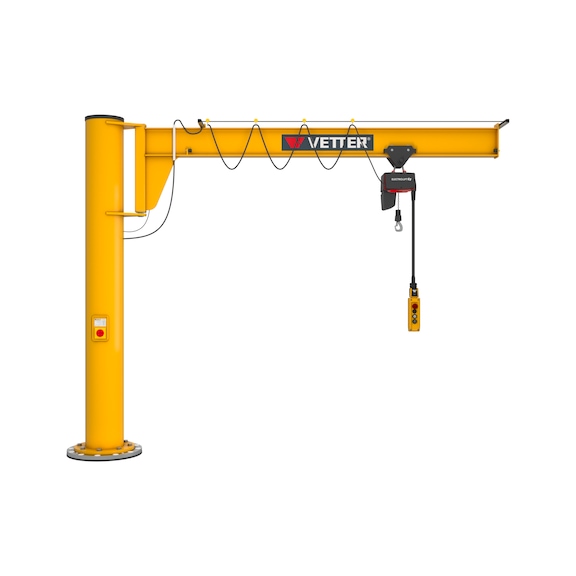 Column-mounted slewing jib crane ASSISTENT AS — complete set with compound anchor system and chain hoist
