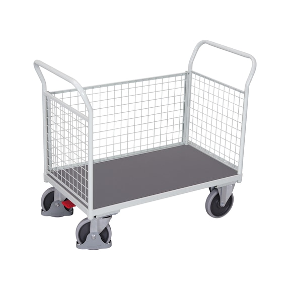 VARIOFIT chariot 3 parois sw-600.301/LG, av treillis 7035, LxlxH 950x450x945 mm - Chariot à plateforme à 3 parois en treillis