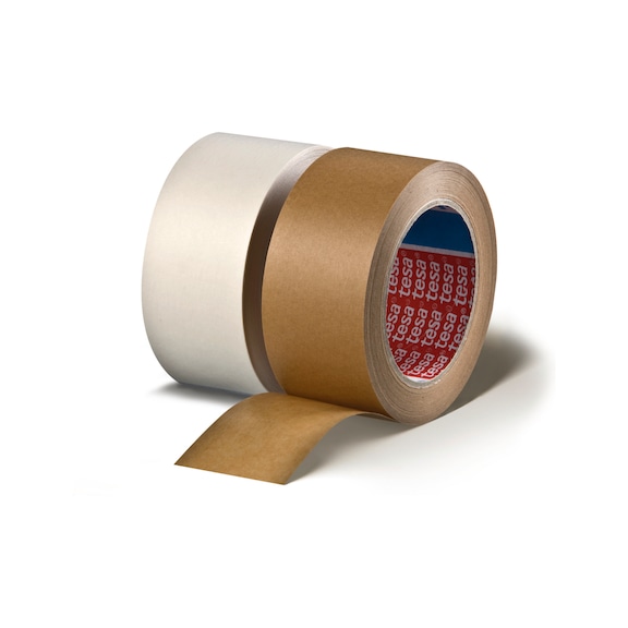 tesa 4313 Bandabmessung 50 mm x 50 m Farbe havanna Paket 6 Stück - Premium-Verpackungsband mit Papier aus verantwortungsvollen Quellen