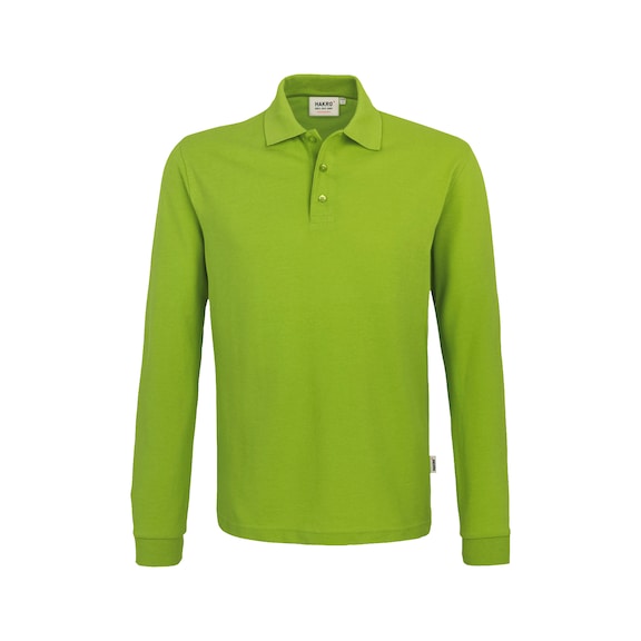 Polo à manches longues Mikralinar HAKRO pour hommes, vert kiwi, taille M - Polo à manches longues MIKRALINAR® pour homme