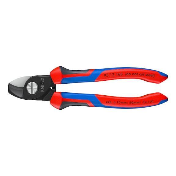 KNIPEX cable cutters 165&nbsp;mm with two-component handle - Cable shears with adjustable screw joint, self-locking