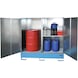 危险材料柜，用于 2 个 200 升的桶，1680x690x1780 毫米，收集容量 230 升，RAL 5012 - 用于 200 升 桶的危险材料橱柜 - 2