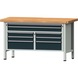 ANKE workbench, model 259 V, panel solid beech. 1500x700x850 mm, RAL 7035/7016 - Cabinet workbench, series V 1500 - 1