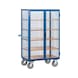 Cabinet trolley 5392 w.grid walls load area 1000x680mm 750kg, w.double hinged d. - Cabinet trolley with 5 load areas - 1