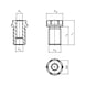 HALDER Aufnahmebuchse für KTB Durchmesser 10x25/ M 20 x 1,5 CE-konform - Aufnahmebuchse für Kugeltragbolzen - 2