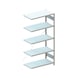 META plug-in rack CLIP 100, RAL 7035, 5 shelves, add-on shelf 2000x1000x500 mm - Shelf boltless rack, single-row - 1