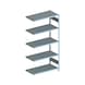 META grilaj pentru rafturi de birou, galvanizat, cu 5 rafturi atașabile 2000x1000x500 - Raft ataşabil prin inserare, rând simplu - 1