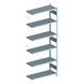 META S3 plug-in rack CLIP 230, RAL7035, 6 shelves, add-on shelf 2500x1000x400 mm - Shelf boltless rack, single-row - 1