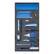 ATORN Hartschaumeinlage mit Spiegel, Leuchte, Schere, 293x587x30 mm schwarz/blau