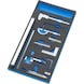 ATORN hard foam insert with meas. equip. set, analogue 293x587x30 mm, black/blue - Hard foam insert equipped with tools, analogue measuring equipment set - 3