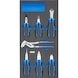 Insert en mousse rigide ATORN avec kit de pinces, 293 x 587 x 30 mm, noir/bleu - Alvéole en mousse rigide équipée avec outils, jeu de pinces - 1