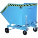 Skříňový vozík na třísky, 1000&nbsp;l, vložka z děr. plechu + vyp. ventil, RAL 5012 - Nádoby na kovové piliny, manuální vyklápění - 1