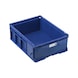 Dimensiones caja de almacen. W-KLT: 400x300x150&nbsp;mm, color RAL 5022, azul noche