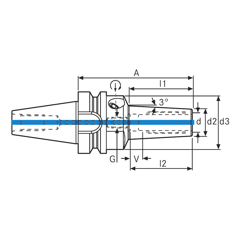 ATORN Hydro-Dehnspannfutter HPH 3Grad BT30 (ISO 7388-2) Drm.8 mm - Hydro-Dehnspannfutter HPH