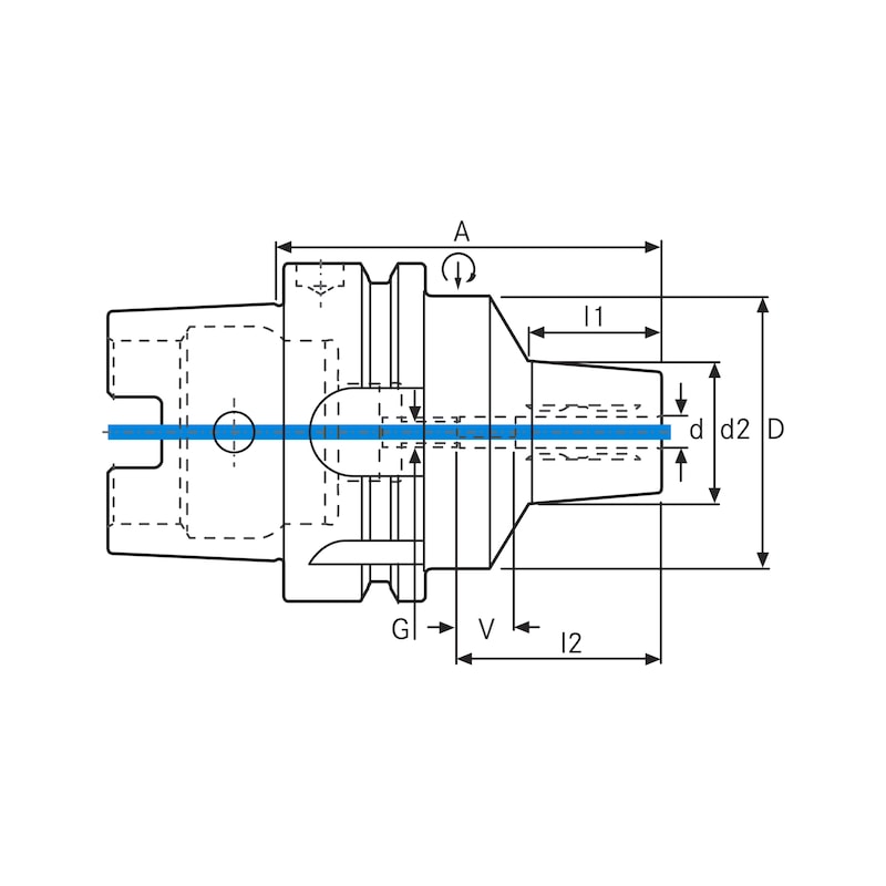 ATORN Hydro-Dehnspannfutter HSK100 (ISO 12164) Durchmesser 25 mm A=110 mm - Hydro-Dehnspannfutter