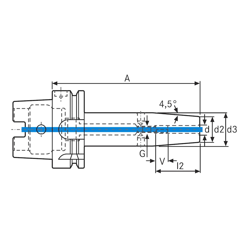 ATORN Schrumpffutter HSK63 (ISO 12164) Durchmesser 25 mm A=160 mm - Schrumpffutter 4,5°