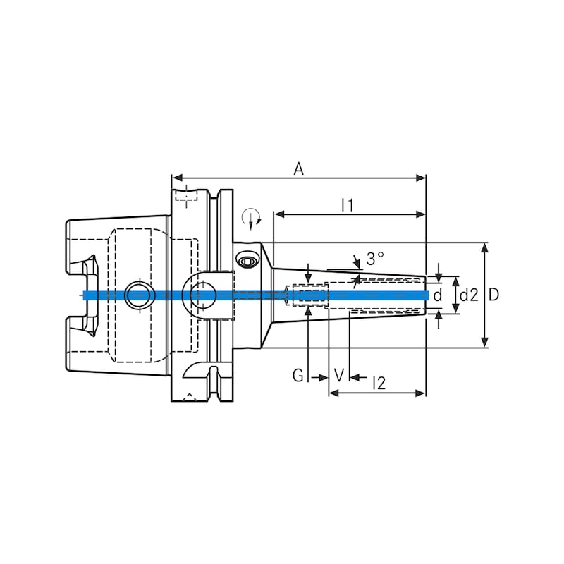ATORN Hydro-Dehnspannfutter 3Grad HSK100 (ISO 12164) Durchmesser 6 mm A=120 mm - Hydro-Dehnspannfutter 3°